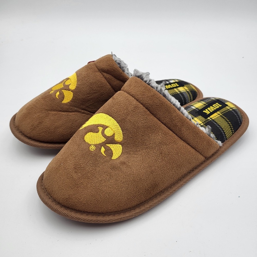 Iowa Hawkeyes Flannel Lined Suede Scuff Slippers‎ FOCO Mens XL 13-14
